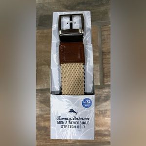 Tommy Bahama Stretch Belt Reversible Mens Size 38-42 L XL Khaki  and Blue